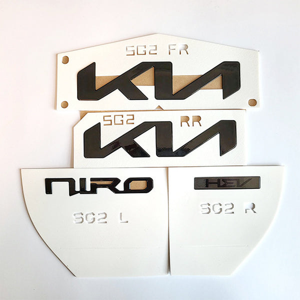 4pc Glossy Black Emblem Set for 2023 2024 KIA NIRO HYBRID / NIRO EV