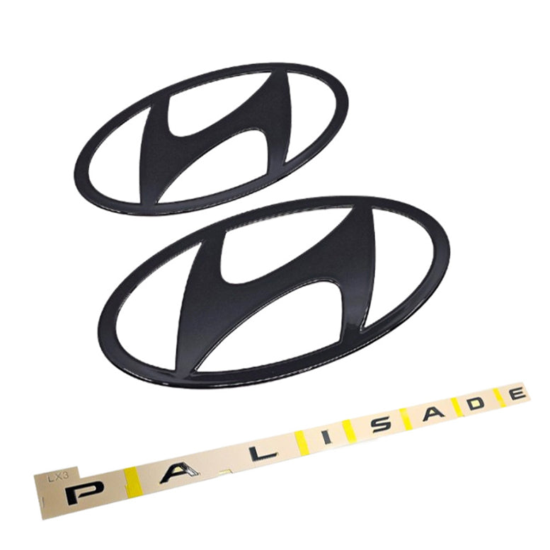 2026 Hyundai Palisade / Palisade Hybrid Glossy Black Front & Rear Emblem 3pcs Set