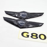 2017-2020 Genesis G80 Front Hood & Rear Trunk High Glossy Black Emblem 3ea Set