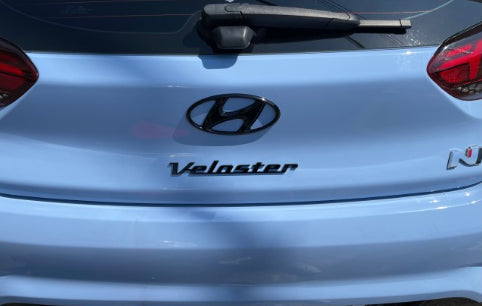 Front & Rear Black H + Veloster Lettering Emblem Badge for 2020 2021 2022 2023 Hyundai Veloster N