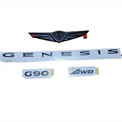 Genesis G90 2023 2024 2025 Genuine Front & Rear Black Version Emblem 4pcs Set