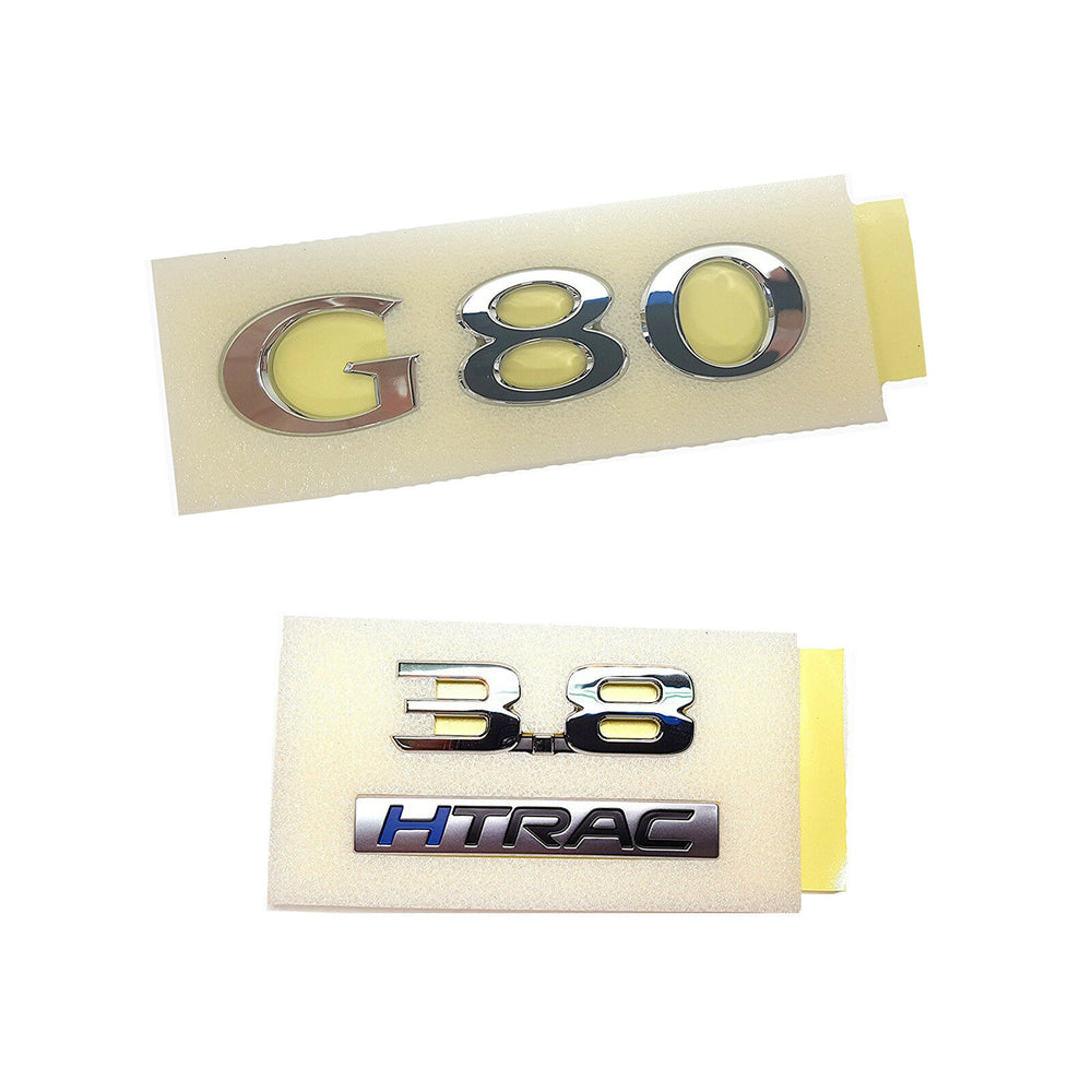 2017-2019 GENESIS G80 / SPORT OEM Rear Trunk G80 3.8 HTRAC Emblem 2pcs Set #86310B1500 #86312B1550