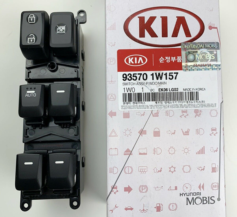 2015-2017 KIA RIO Genuine Main Power Window Switch AUTO UP & DOWN 935701W157