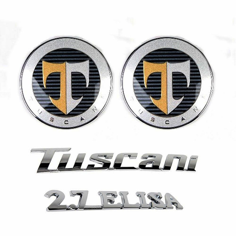 2003-2006 HYUNDAI TIBURON TUSCANI Genuine Hood Trunk Emblem + 17" Wheel Cap 8pcs 1set