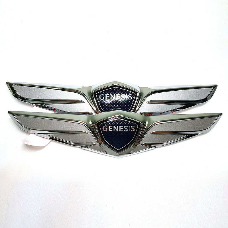 2017-2021 GENESIS G80 Genuine OEM Front Rear Wing Emblem 2pcs Set