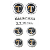 2003-2006 HYUNDAI TIBURON TUSCANI Genuine Hood Trunk Emblem + 17" Wheel Cap 8pcs 1set